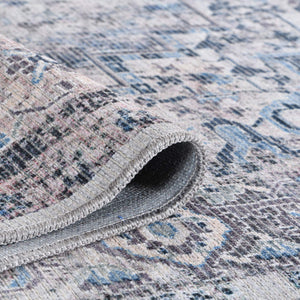 Alaska Vintage Medallion Washable Area Rug Soft Polyester Blend for Living Rooms