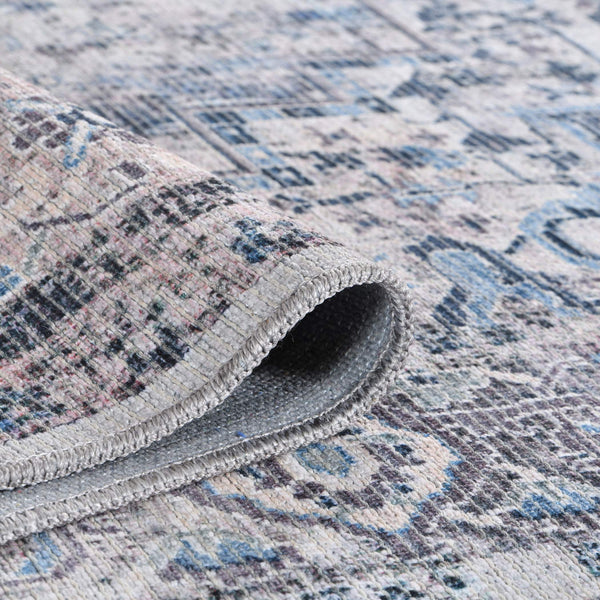 Alaska Vintage Medallion Washable Area Rug Soft Polyester Blend for Living Rooms