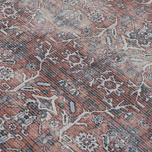 Amer Rugs Alaska Vintage Medallion Machine-washable Area Rug – Soft, Durable, And Perfect For Busy Homes Red,Gray Polyester, Cotton Ala471099