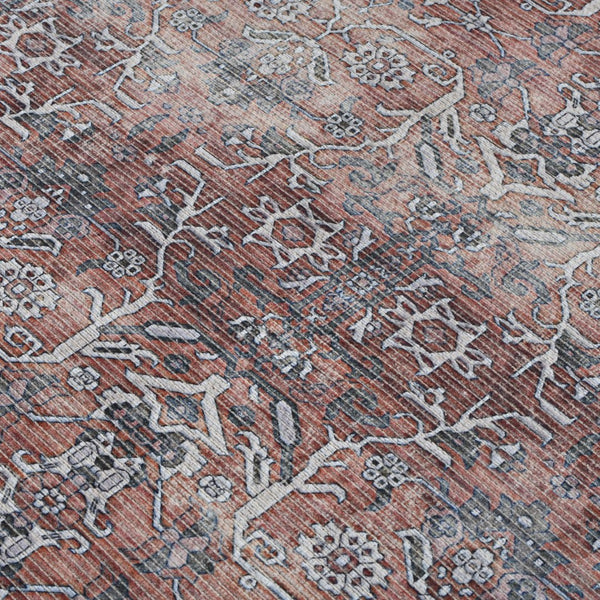 Amer Rugs Alaska Vintage Medallion Machine-washable Area Rug – Soft, Durable, And Perfect For Busy Homes Red,Gray Polyester, Cotton Ala471099