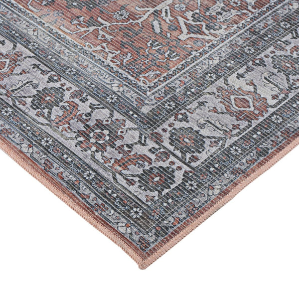 Amer Rugs Alaska Vintage Medallion Machine-washable Area Rug – Soft, Durable, And Perfect For Busy Homes Red,Gray Polyester, Cotton Ala471099