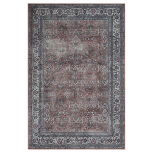 Amer Rugs Alaska Vintage Medallion Machine-washable Area Rug – Soft, Durable, And Perfect For Busy Homes Red,Gray Polyester, Cotton Ala471099