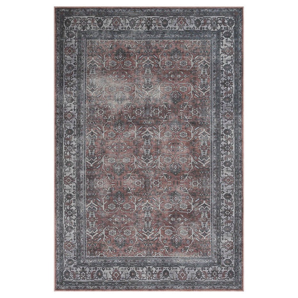 Amer Rugs Alaska Vintage Medallion Machine-washable Area Rug – Soft, Durable, And Perfect For Busy Homes Red,Gray Polyester, Cotton Ala471099