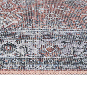 Amer Rugs Alaska Vintage Medallion Machine-washable Area Rug – Soft, Durable, And Perfect For Busy Homes Red,Gray Polyester, Cotton Ala471099