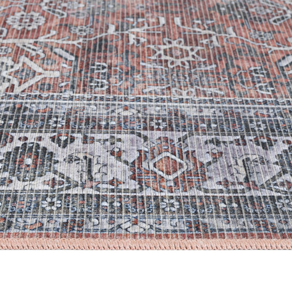 Amer Rugs Alaska Vintage Medallion Machine-washable Area Rug – Soft, Durable, And Perfect For Busy Homes Red,Gray Polyester, Cotton Ala471099