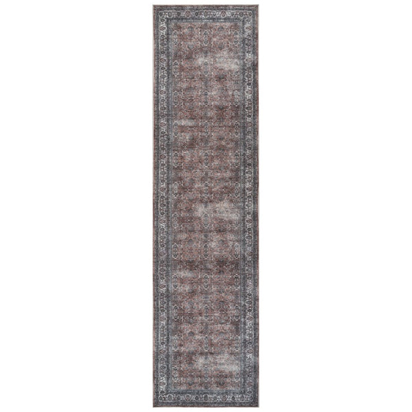 Amer Rugs Alaska Vintage Medallion Machine-washable Area Rug – Soft, Durable, And Perfect For Busy Homes Red,Gray Polyester, Cotton Ala42710