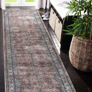 Amer Rugs Alaska Vintage Medallion Machine-washable Area Rug – Soft, Durable, And Perfect For Busy Homes Red,Gray Polyester, Cotton Ala42710