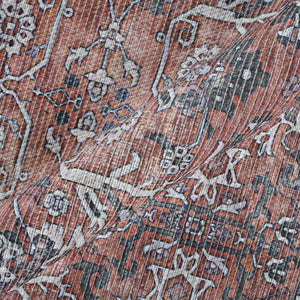 Amer Rugs Alaska Vintage Medallion Machine-washable Area Rug – Soft, Durable, And Perfect For Busy Homes Red,Gray Polyester, Cotton Ala471099