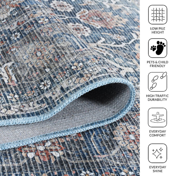 Amer Rugs Alaska Vintage Medallion Machine-washable Area Rug – Soft, Durable, And Perfect For Busy Homes Blue,Green Polyester, Cotton Ala52710