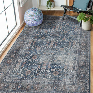 Amer Rugs Alaska Vintage Medallion Machine-washable Area Rug – Soft, Durable, And Perfect For Busy Homes Blue,Green Polyester, Cotton Ala571099