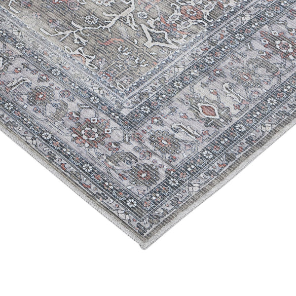 Amer Rugs Alaska Vintage Medallion Machine-washable Area Rug – Soft, Durable, And Perfect For Busy Homes Green,Gray Polyester, Cotton Ala65376