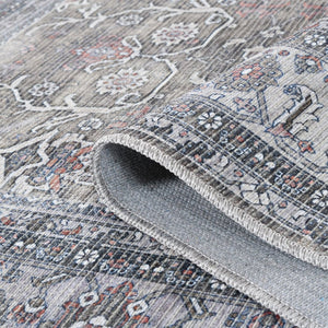 Amer Rugs Alaska Vintage Medallion Machine-washable Area Rug – Soft, Durable, And Perfect For Busy Homes Green,Gray Polyester, Cotton Ala65376