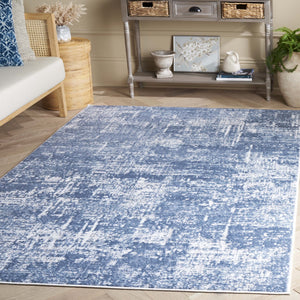 Safavieh Amelia Chic Round Ivory And Steel Blue Area Rug — Low-Profile, Durable Power-Loomed Accent Piece 3'-0" x 3'-0" ALA700D-3R