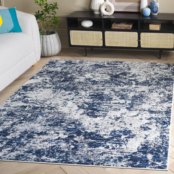 Safavieh Amelia Area Rug - Contemporary Power Loomed Design In Elegant Ivory And Navy For Modern Homes Ivory ,Navy 75% Polypropylene 25% Shrink Polyester Ala705a-4