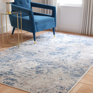 Safavieh Amelia Area Rug - Contemporary Power Loomed Design In Elegant Ivory And Navy For Modern Homes Grey ,Blue 75% Polypropylene 25% Shrink Polyester Ala705f-10r