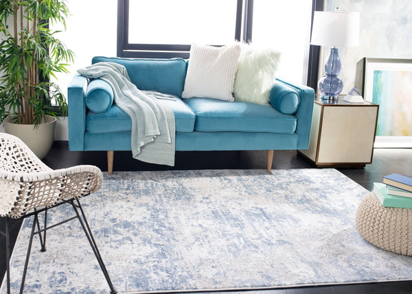 Safavieh Amelia Contemporary Oversized Area Rug In Ivory And Navy - Elevate Your Home Décor With Style Grey ,Blue 75% Polypropylene 25% Shrink Polyester Ala705f-68