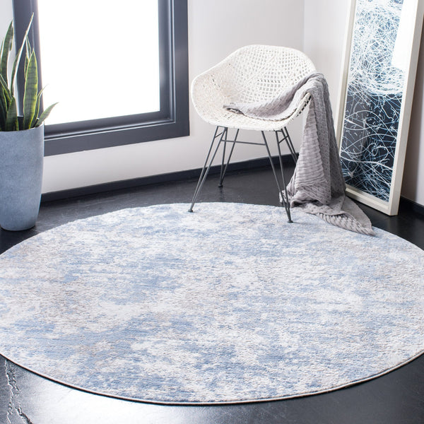 Safavieh Amelia Contemporary Oversized Area Rug In Ivory And Navy - Elevate Your Home Décor With Style Grey ,Blue 75% Polypropylene 25% Shrink Polyester Ala705f-68