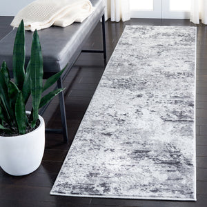 Safavieh Amelia Contemporary Round Area Rug In Grey Ivory — Low Profile, Stain-Resistant Polypropylene Blend For Living Rooms 8'-0" x 8'-0" ALA705G-8R