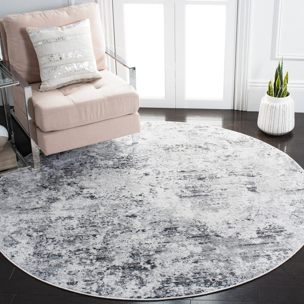 Safavieh Amelia Contemporary Square Area Rug In Grey Ivory — Low-Profile, Durable Power-Loomed Design For Modern Homes 8'-0" x 8'-0" ALA705G-8SQ