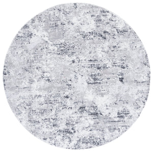 Safavieh Amelia Contemporary Round Area Rug In Grey Ivory — Low Profile, Stain-Resistant Polypropylene Blend For Living Rooms 8'-0" x 8'-0" ALA705G-8R