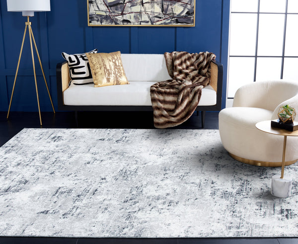 Safavieh Amelia Contemporary Square Area Rug In Grey Ivory — Low-Profile, Durable Power-Loomed Design For Modern Homes 8'-0" x 8'-0" ALA705G-8SQ
