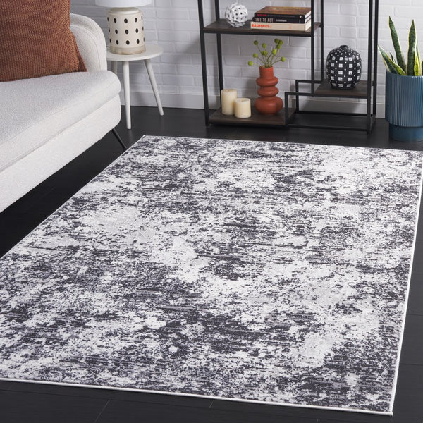 Safavieh Amelia Area Rug - Contemporary Power Loomed Design In Elegant Ivory And Navy For Modern Homes Charcoal ,Ivory 75% Polypropylene 25% Shrink Polyester Ala705h-6