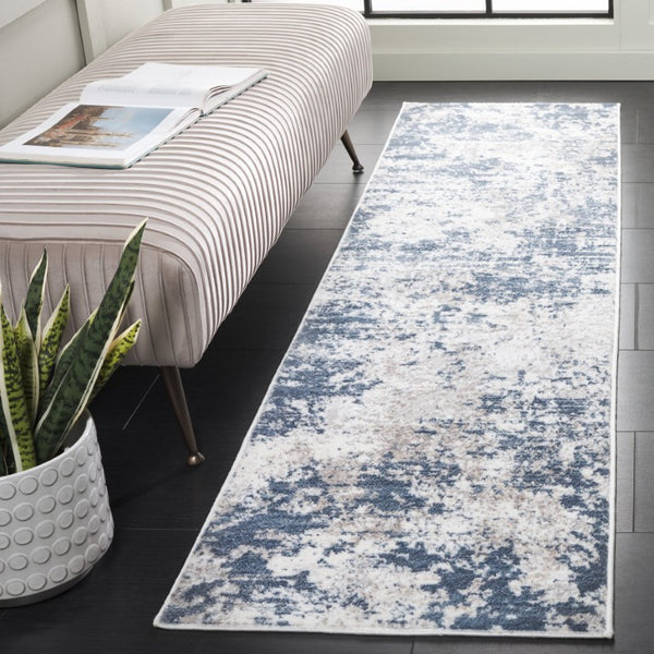 Safavieh Amelia Power Loomed Hallway Runner Solid Navy Polypropylene Low Pile Turkish Woven 2'-2" x 18'-0" ALA705M-218