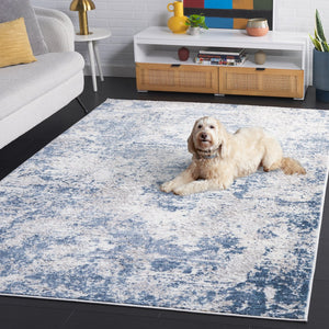 Safavieh Amelia Contemporary Dark Blue & Grey Runner Rug, Low-Profile 3/8" Pile, Power-Loomed Durability 2'-2" x 16'-0" ALA705M-216