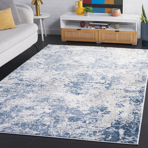 Safavieh Amelia Contemporary Dark Blue & Grey Runner Rug, Low-Profile 3/8" Pile, Power-Loomed Durability 2'-2" x 16'-0" ALA705M-216