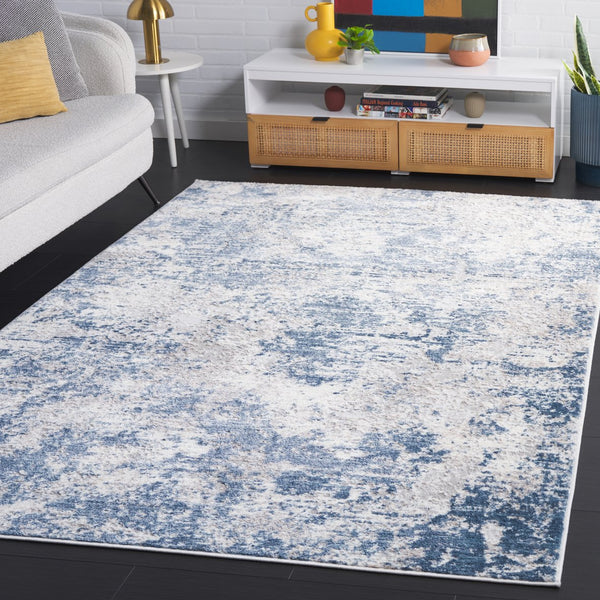 Safavieh Amelia Contemporary Dark Blue & Grey Runner Rug, Low-Profile 3/8" Pile, Power-Loomed Durability 2'-2" x 16'-0" ALA705M-216