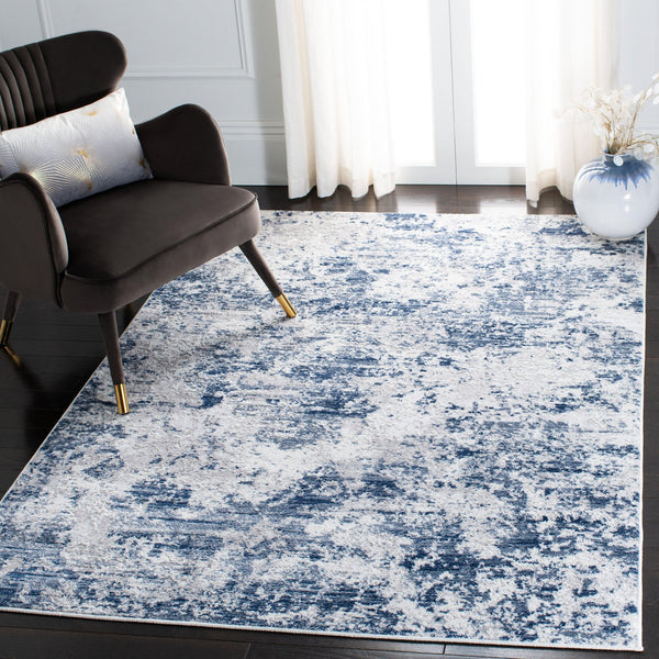Safavieh Amelia Contemporary Oversized Area Rug In Ivory And Navy - Elevate Your Home Décor With Style Navy ,Grey 75% Polypropylene 25% Shrink Polyester Ala705n-10r