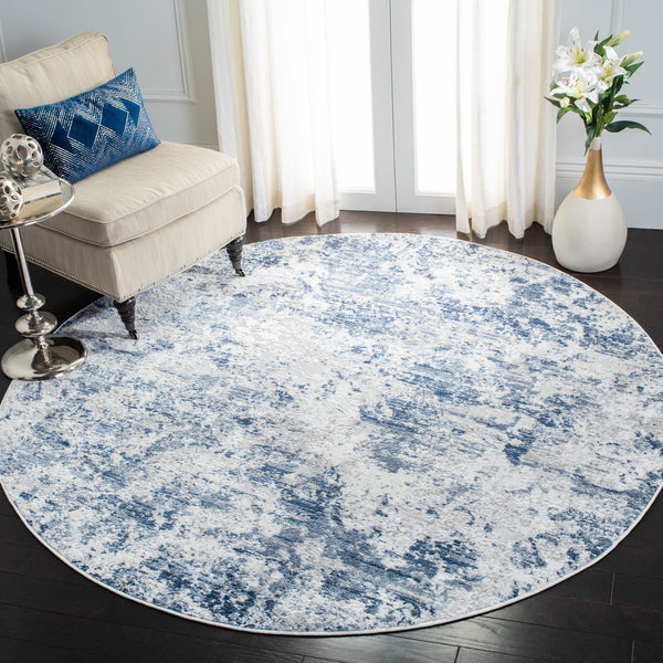 Safavieh Amelia Contemporary Oversized Area Rug In Ivory And Navy - Elevate Your Home Décor With Style Navy ,Grey 75% Polypropylene 25% Shrink Polyester Ala705n-10r