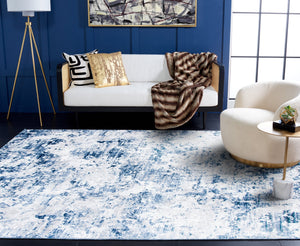 Safavieh Amelia Contemporary Oversized Area Rug In Ivory And Navy - Elevate Your Home Décor With Style Navy ,Grey 75% Polypropylene 25% Shrink Polyester Ala705n-10r