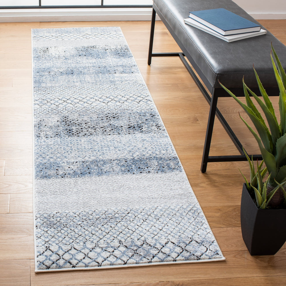 Safavieh Amelia Contemporary Grey & Light Blue Geometric Rug — Low-Profile, Durable Turkish Power-Loomed Finish 6'-0" x 8'-0" ALA761G-68