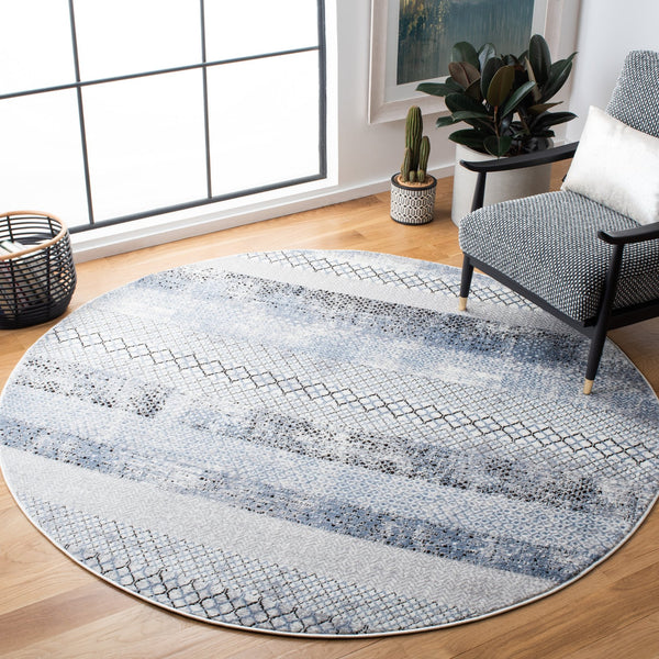 Safavieh Amelia Contemporary Geometric Area Rug - Elegant Grey To Light Blue Design For High-traffic Spaces Grey ,Light Blue 75% Polypropylene 25% Shrink Polyester Ala761g-218