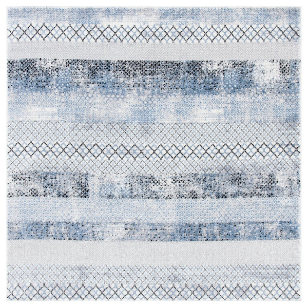 Safavieh Amelia Contemporary Geometric Area Rug - Elegant Grey To Light Blue Design For High-traffic Spaces Grey ,Light Blue 75% Polypropylene 25% Shrink Polyester Ala761g-218