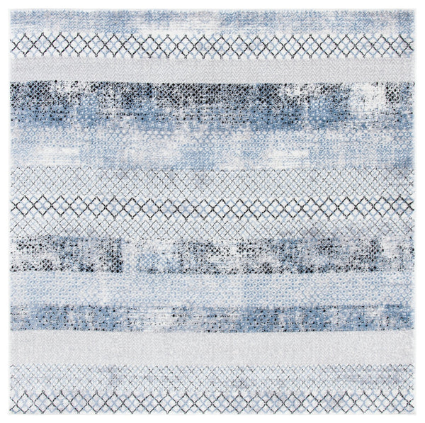 Safavieh Amelia Contemporary Grey & Light Blue Geometric Rug — Low-Profile, Durable Turkish Power-Loomed Finish 6'-0" x 8'-0" ALA761G-68