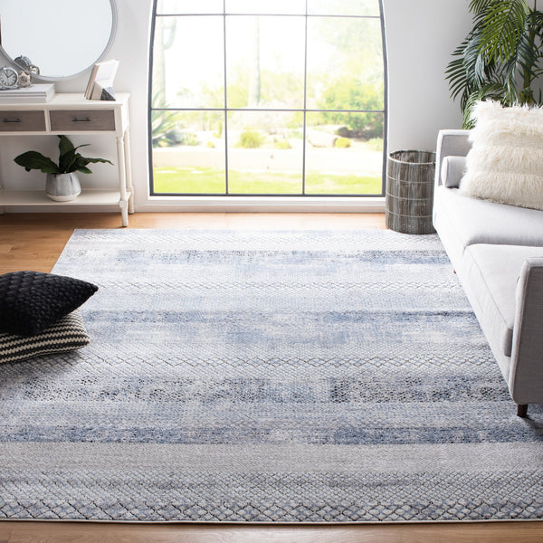 Safavieh Amelia Contemporary Geometric Area Rug - Elegant Grey To Light Blue Design For High-traffic Spaces Grey ,Light Blue 75% Polypropylene 25% Shrink Polyester Ala761g-218