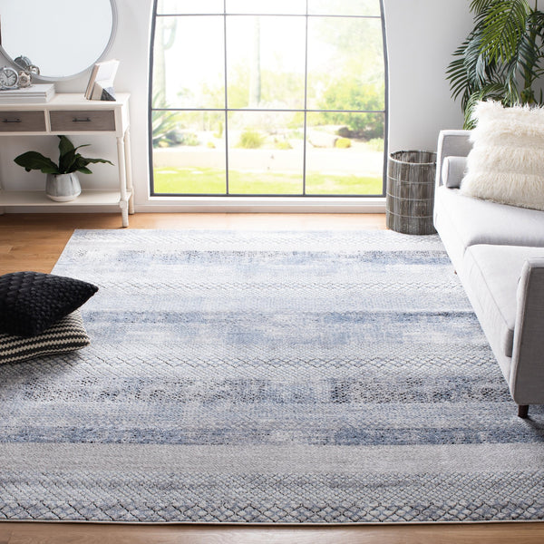 Safavieh Amelia Contemporary Grey & Light Blue Geometric Rug — Low-Profile, Durable Turkish Power-Loomed Finish 6'-0" x 8'-0" ALA761G-68