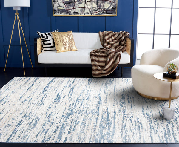 Safavieh Amelia Luxurious Abstract Area Rug – Plush Softness, Durable Design, Perfect For Modern Spaces Ivory ,Blue 75% Polypropylene 25% Shrink Polyester Ala768a-10sq