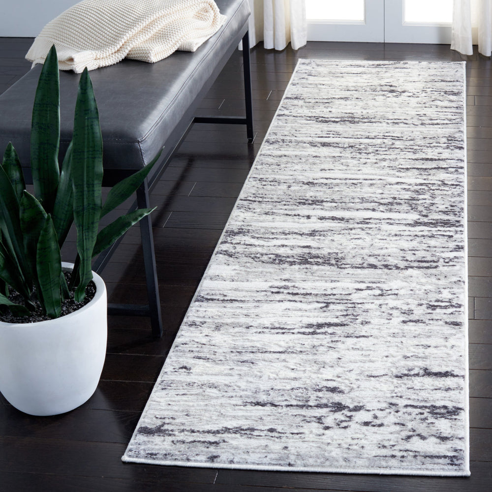 Safavieh Amelia Round Area Rug Light Grey Charcoal – Low-Pile Power-Loomed Poly Blend, Modern Durable Accent For Living Rooms 8'-0" x 8'-0" ALA768F-8R