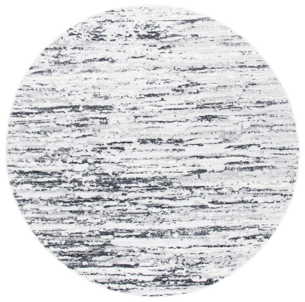 Safavieh Amelia Round Area Rug Light Grey Charcoal – Low-Pile Power-Loomed Poly Blend, Modern Durable Accent For Living Rooms 8'-0" x 8'-0" ALA768F-8R