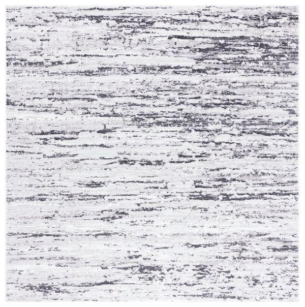 Safavieh Amelia Round Area Rug Light Grey Charcoal – Low-Pile Power-Loomed Poly Blend, Modern Durable Accent For Living Rooms 8'-0" x 8'-0" ALA768F-8R
