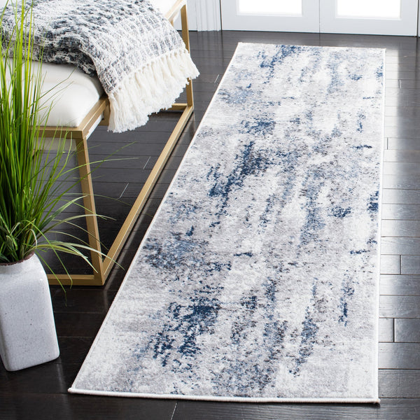 Safavieh Amelia Contemporary Turkish Runner Rug - Abstract Grey And Light Blue Design For Elegant Spaces Grey ,Light Blue 75% Polypropylene 25% Shrink Polyester Ala777g-212