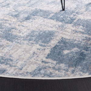 Safavieh Amelia Power-Loomed Polypropylene Runner Rug for Hallways in Ivory and Blue 5'-3" x 5'-3" Round ALA786A-5R