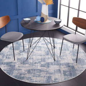 Safavieh Amelia Round Ivory And Blue Area Rug — Power-Loomed Turkish Abstract Accent Rug, Durable Soft Pile 3'-0" x 3'-0" ALA786A-3R