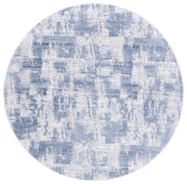 Safavieh Amelia Modern Ivory And Blue Square Rug — Low-Profile Power-Loomed Turkish Area Rug, Durable Softness 3'-0" x 3'-0" ALA786A-3SQ