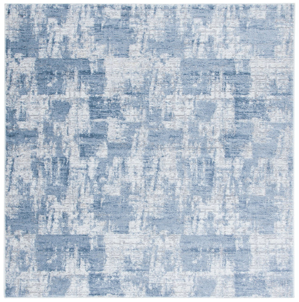 Safavieh Amelia Round Ivory And Blue Area Rug — Power-Loomed Turkish Abstract Accent Rug, Durable Soft Pile 3'-0" x 3'-0" ALA786A-3R