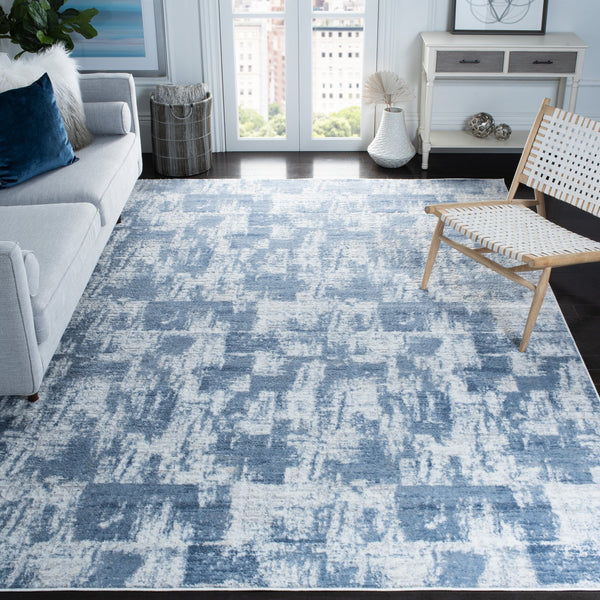 Safavieh Amelia Round Ivory And Blue Area Rug — Power-Loomed Turkish Abstract Accent Rug, Durable Soft Pile 3'-0" x 3'-0" ALA786A-3R
