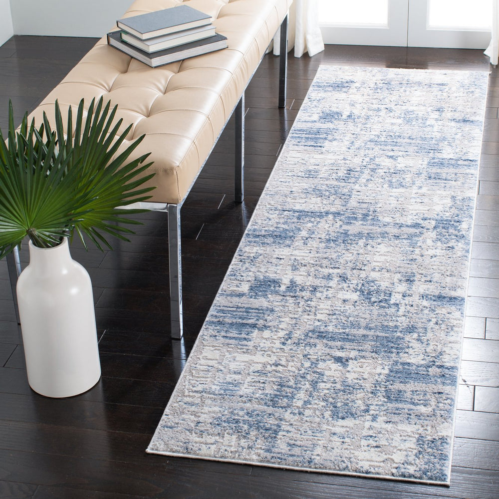 Safavieh Amelia Contemporary Area Rug – Elegant Turkish Design For Modern Décor, Perfect For Living Spaces Blue ,Grey 75% Polypropylene 25% Shrink Polyester Ala786m-68